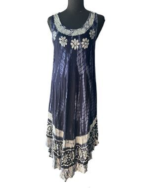 Advanced apparels free size blue tie dye 100% cotton boho Langenlook dress